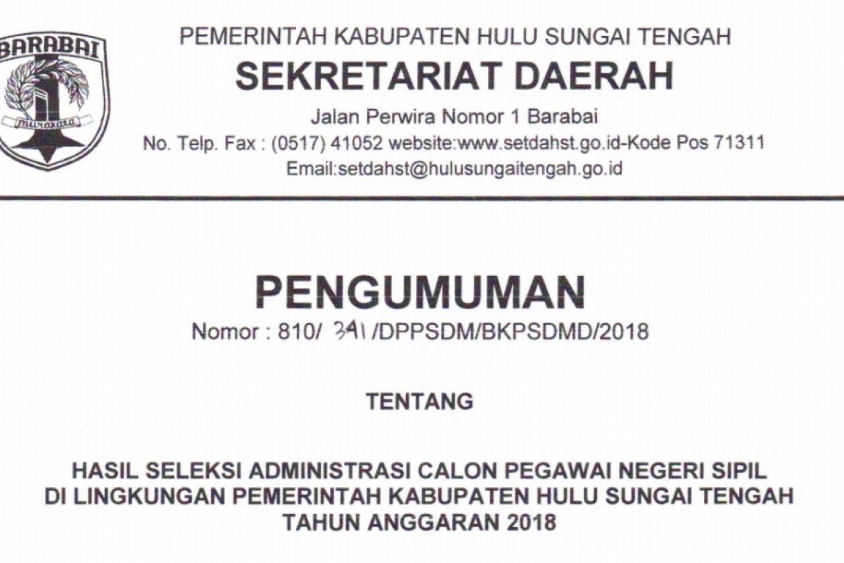 3205 Pelamar lulus seleksi Administrasi CPNS HST, Cek nama anda disini