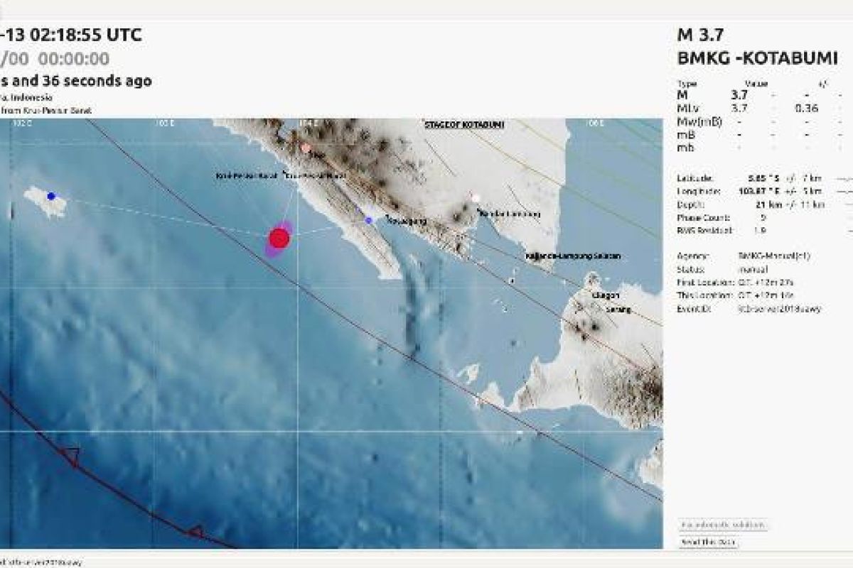 Gempa di Pesisir Barat Tak Berpotensi Tsunami