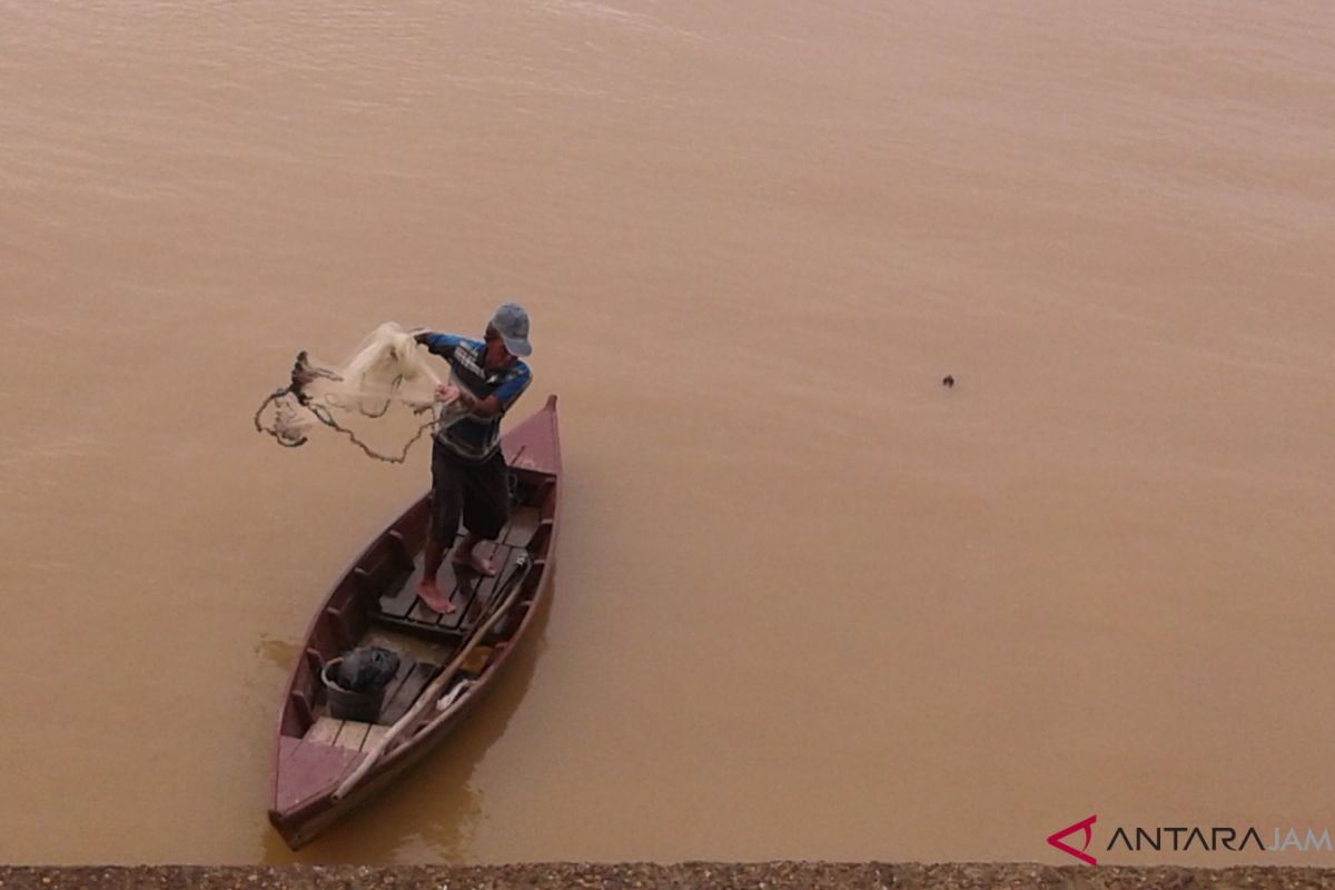 Warga menangkap ikan di Sungai Batanghari