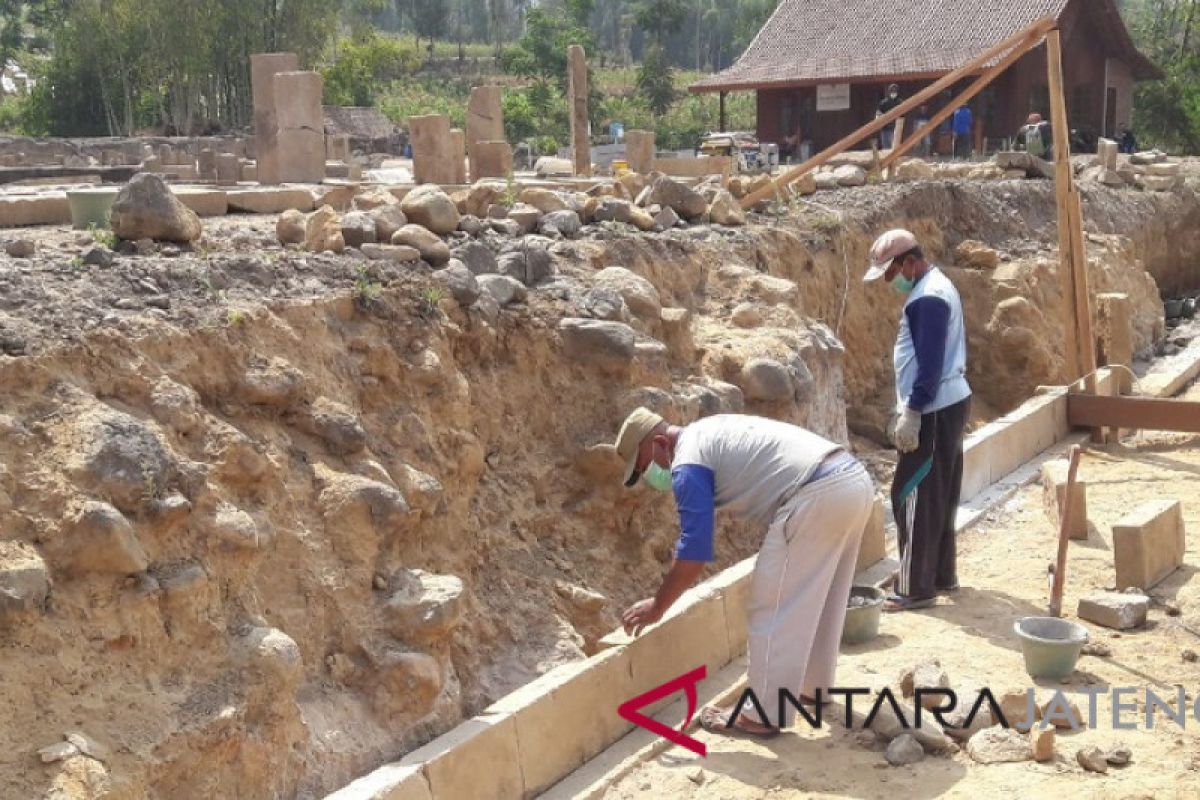 Pemasangan talut Situs Liyangan gunakan batu baru sekitar 35 persen