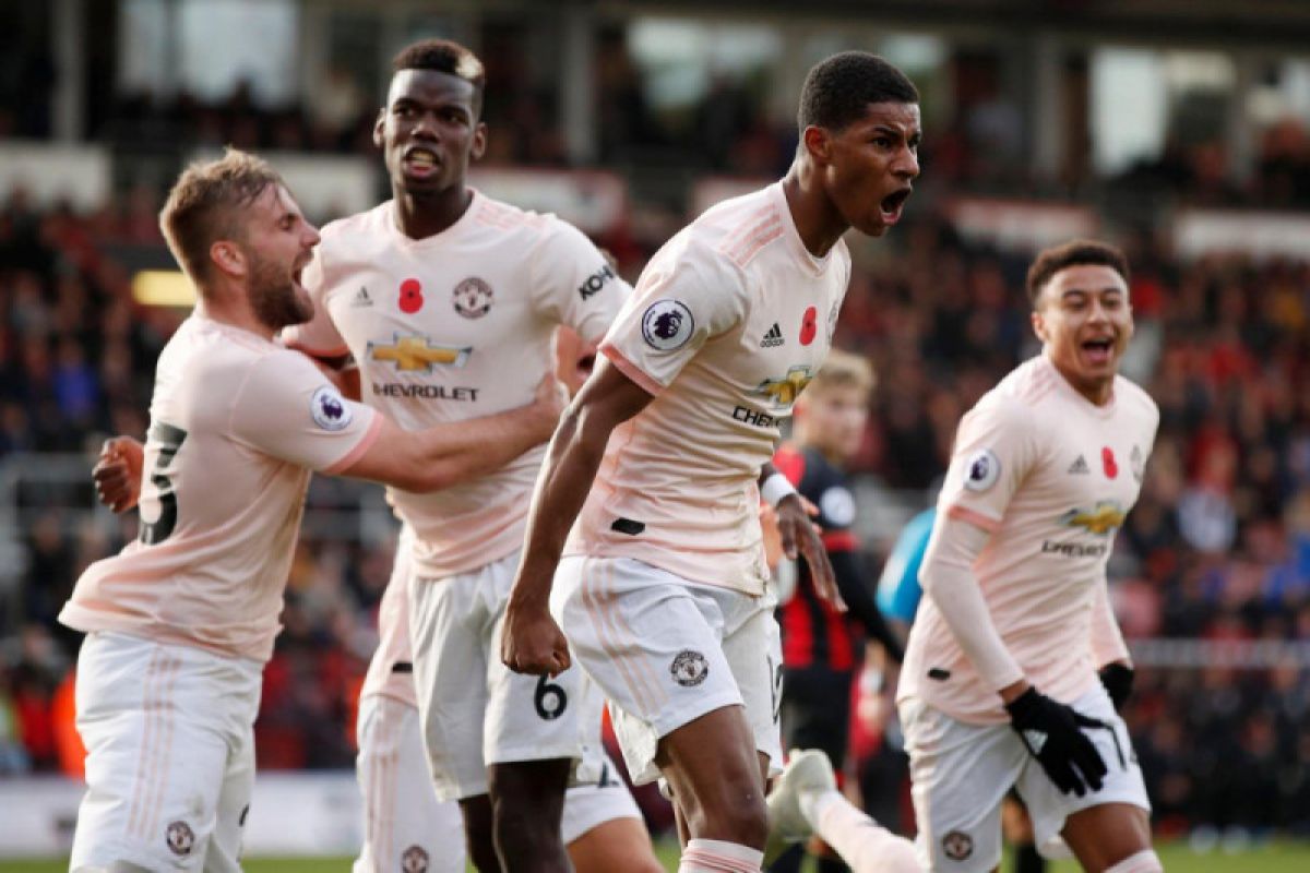 Gol dramatis Rashford menangkan Manchester United atas Bornemouth