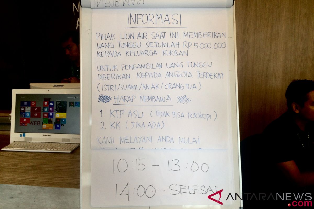 Lion Air berikan uang tunggu Rp5 juta ke keluarga korban JT 610