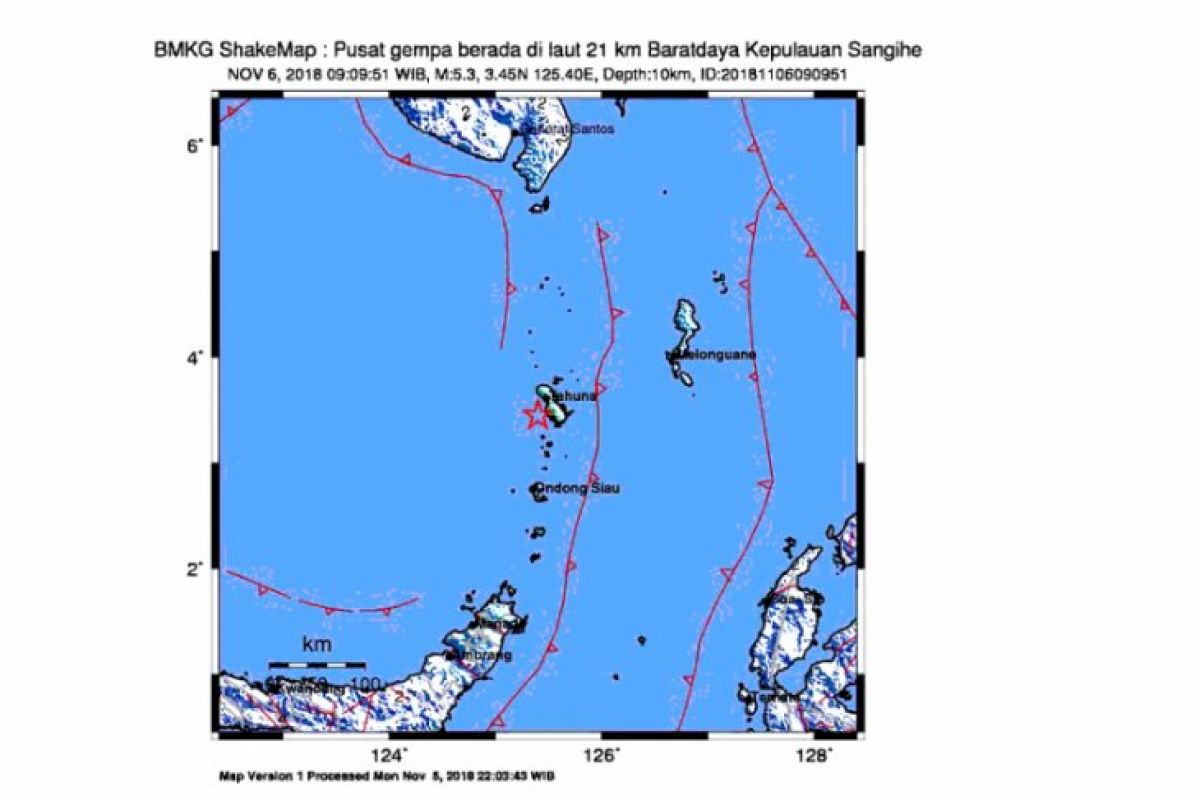 Kepulauan Sangihe diguncang gempa 5,3 Skala Richter