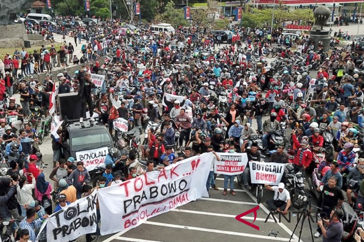 Massa protes pernyataan Prabowo yang dinilai lecehkan warga Boyolali