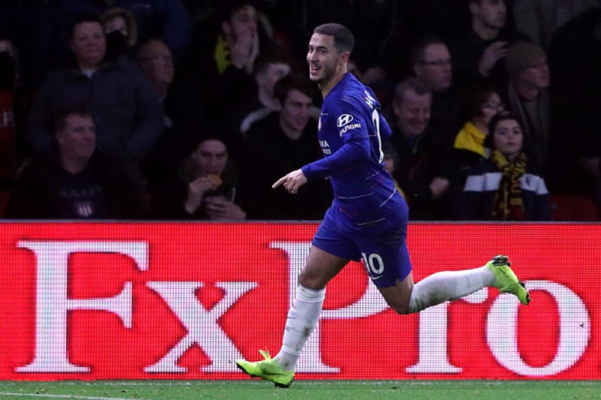 Hazard cetak dua gol, Chelsea atasi Watford 2-1