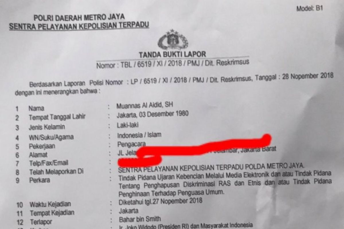 Bareskrim Jadwalkan Periksa Bahar Bin Smith Kamis pagi