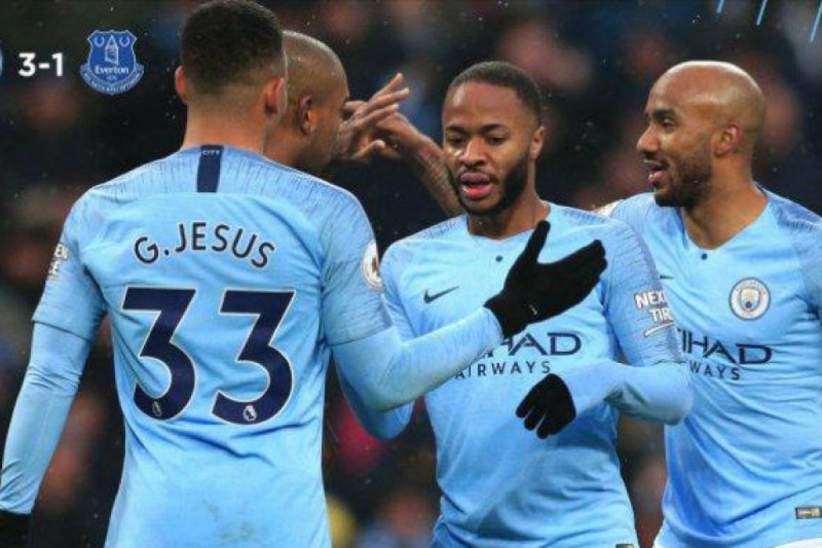 City kembali ke puncak seteah kalahkan Everton 3-1