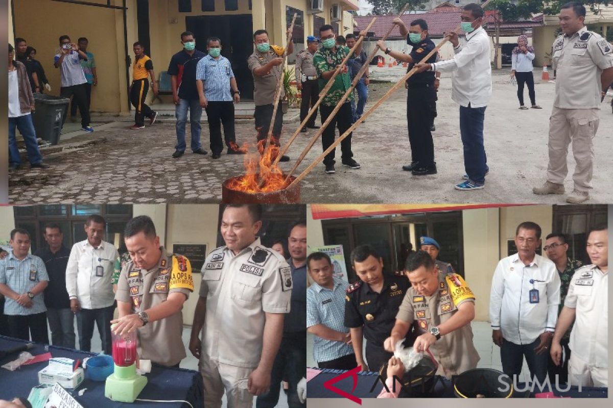 Kapolres Tanjungbalai pimpin pemusnahan tiga jenis narkotika