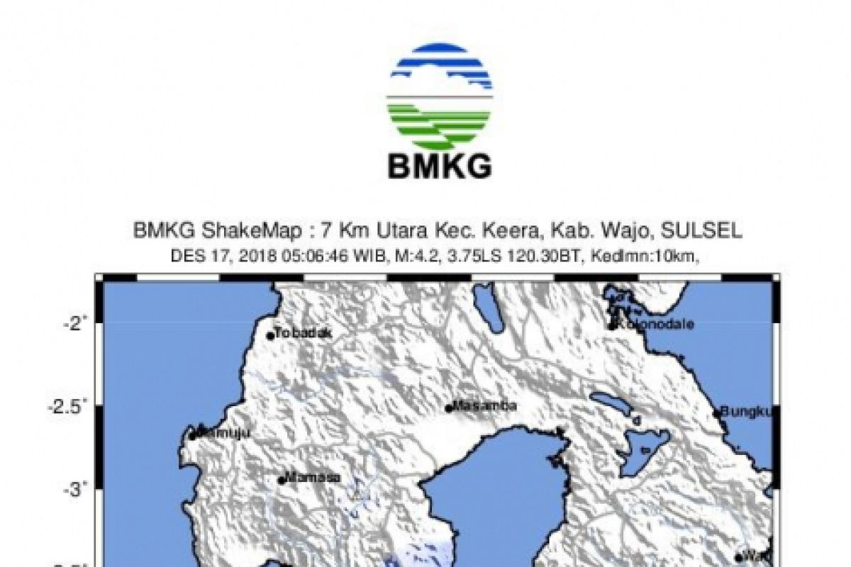 Wajo diguncang gempa tektonik magnitudo 4,2