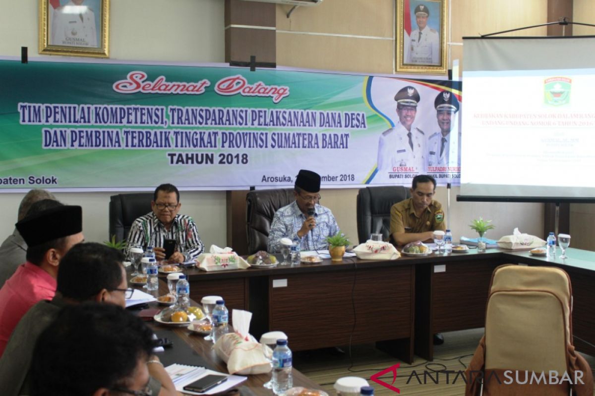 Transparansi penggunaan dana desa Kabupaten Solok dinilai tim provinsi