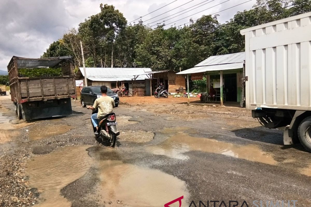 Ruas jalan nasional di Tapsel banyak yang  rusak