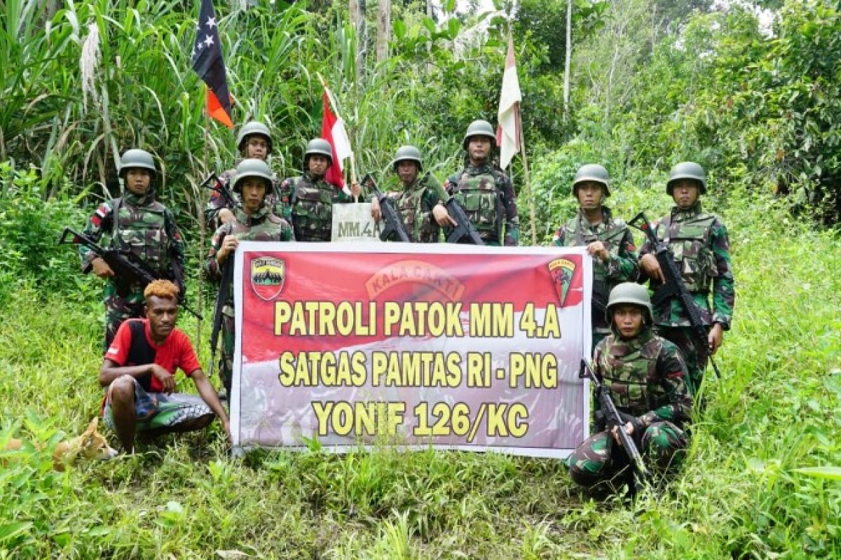 Yonif 126/KC gelar patroli patok perbatasan RI-PNG