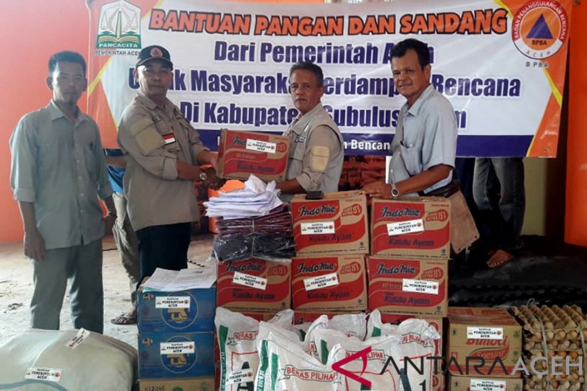 Pemerintah Aceh serahkan bantuan logistik korban banjir Subulussalam