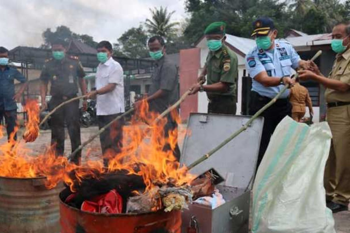 Wabup Samosir saksikan pemusnahan barang bukti kejahatan