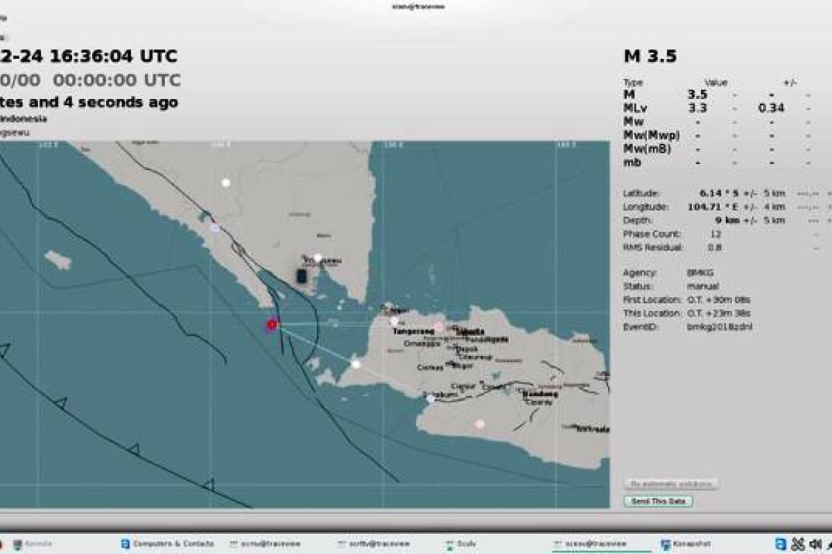 BMKG: Gempa 3.5 SR Senin Tengah Malam