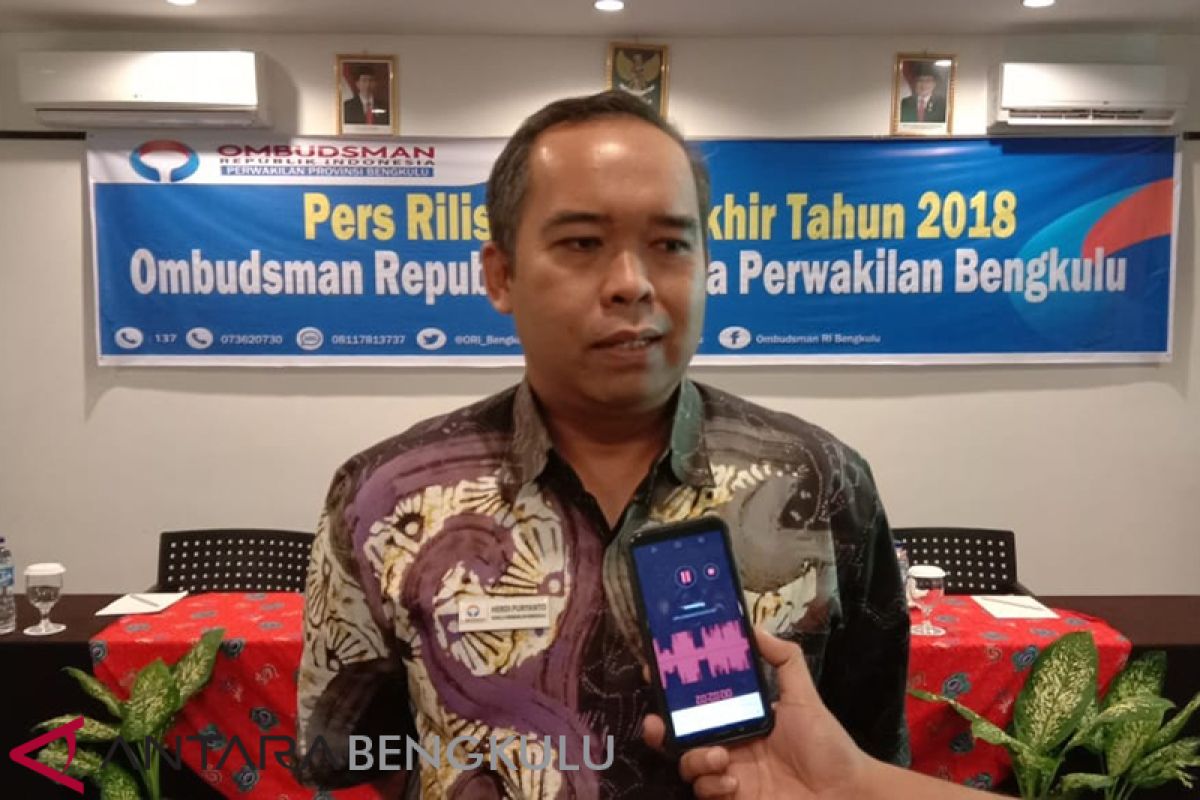 Ombudsman: Statistik laporan masyarakat di Bengkulu turun signifikan