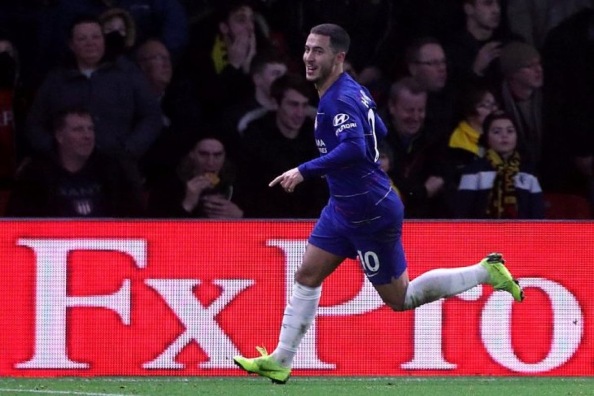 Hazard cetak dua gol, Chelsea taklukkan Watford 2-1