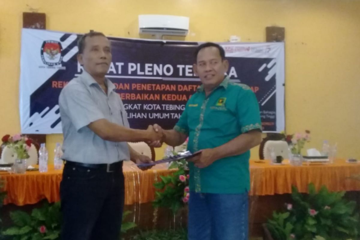 KPU Tebing Tinggi tetapkan DPT Pemilu 2019