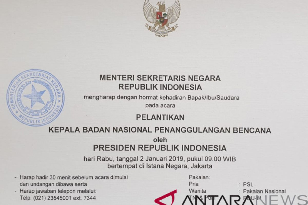 Pelantikan Kepala BNPB ditunda