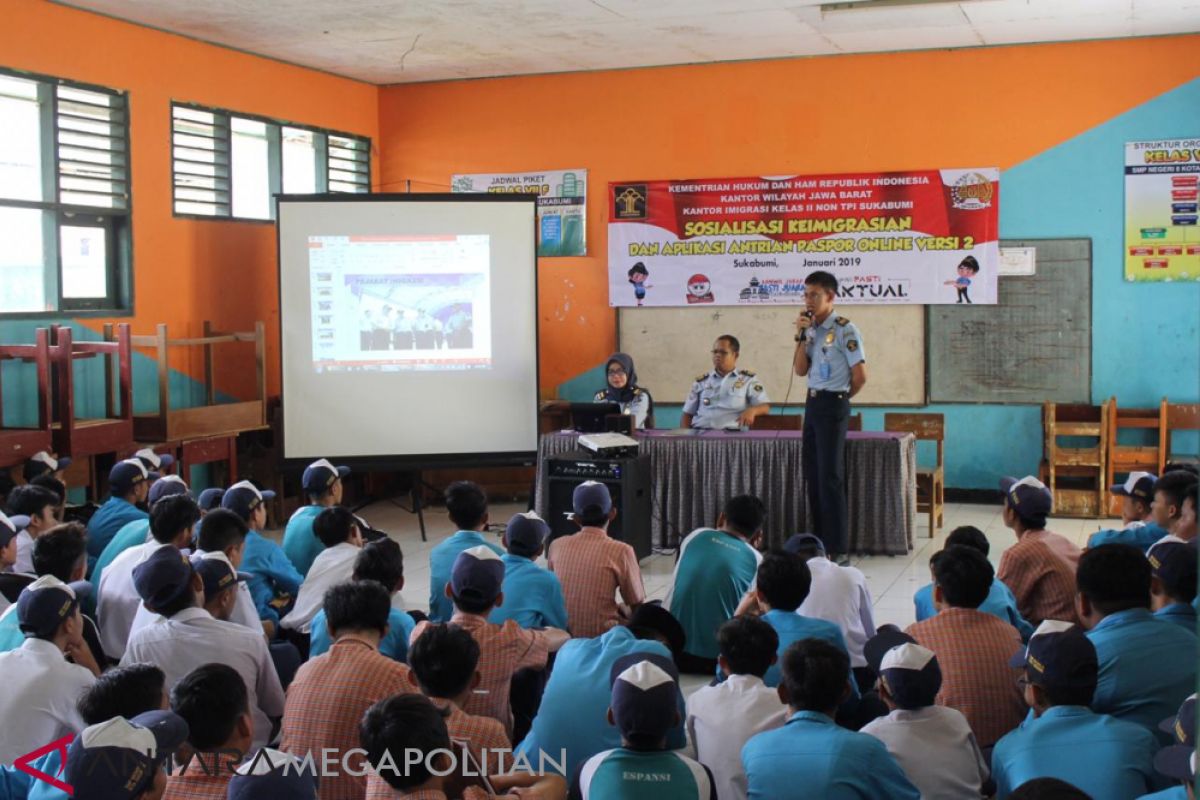 Ratusan pelajar SMP Sukabumi dikenalkan fungsi keimigrasian