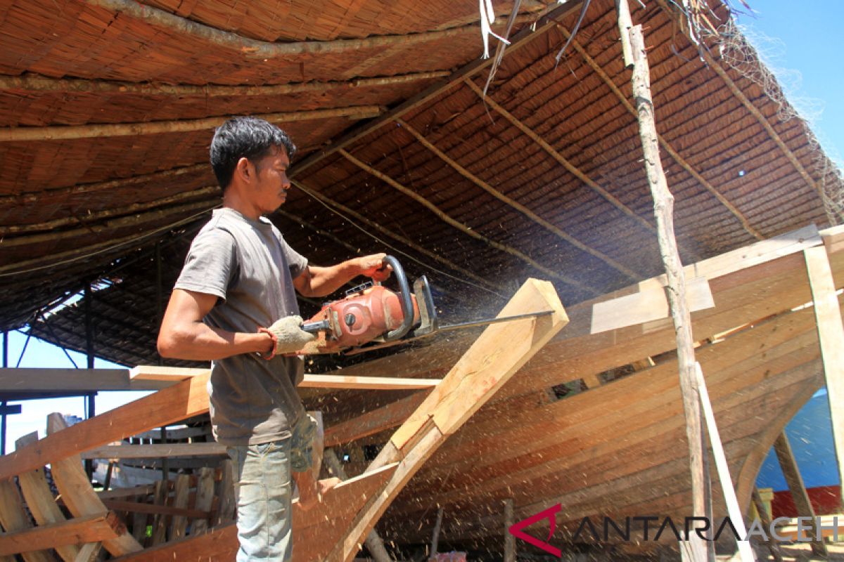 Pembuat kapal tradisional di Aceh Barat kesulitan peroleh kayu
