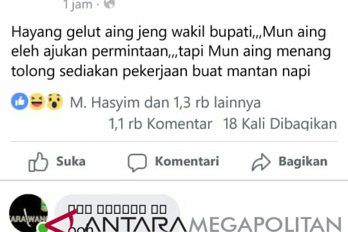 Wabup Karawang lapor polisi setelah ditantang berkelahi netizen