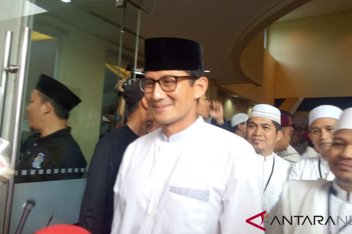 Sandiaga Uno tentang pidato kebangsaan Indonesia menang "Victory and Peace"