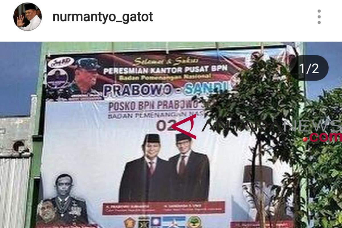 Ex-mily chief wants his photo be taken out from Prabowo-Sandiaga billboard