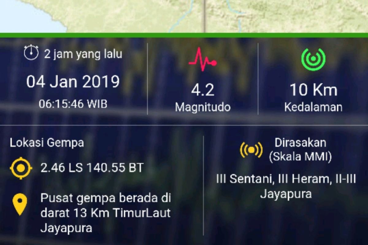 Gempa 4,2 SR guncang Jayapura