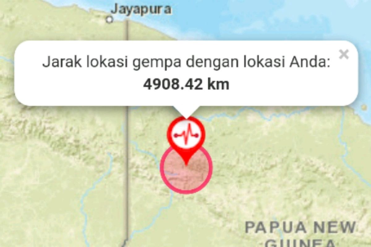 Pusat gempa di pegunungan Bintang, Papua jauh dari pemukiman