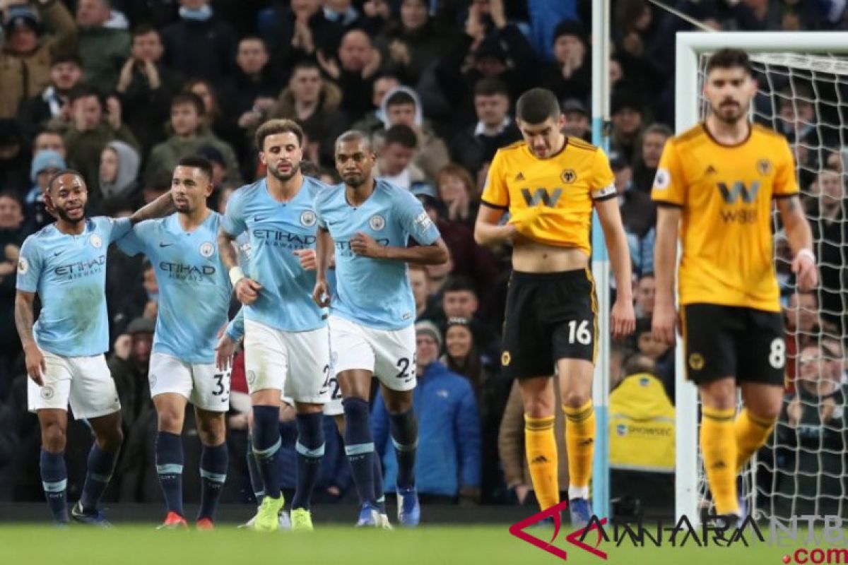 Manchester City tekuk Wolverhampton 3-0