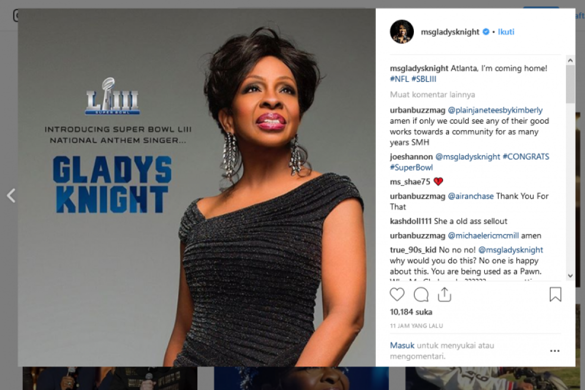 Gladys Knight bawakan lagu kebangsaan di Super Bowl