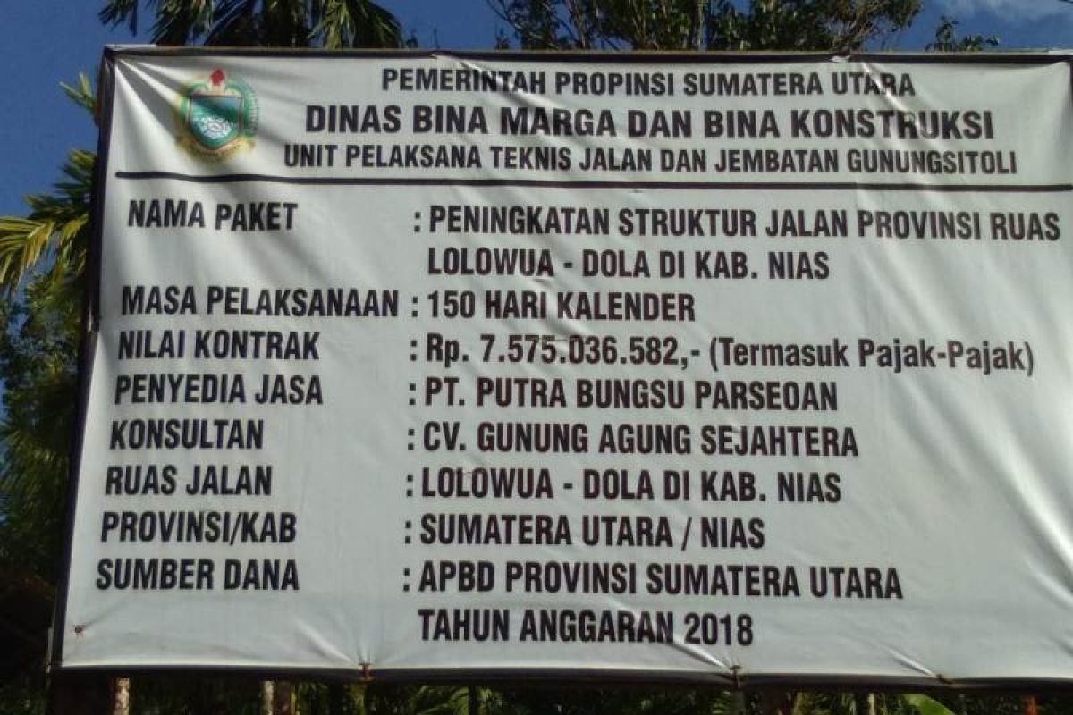 Proyek peningkatan jalan Lolowua menuju Dola diputus