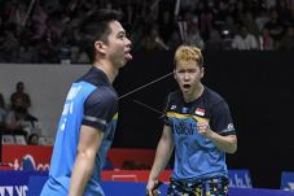 Kalahan pasangan Jerman, Kevin/Marcus melaju ke babak kedua Indonesia Masters 2019