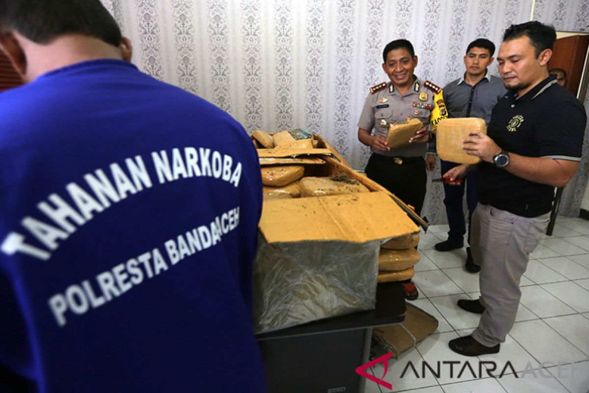 Polresta Banda Aceh gagalkan pengiriman 72 kilogram ganja
