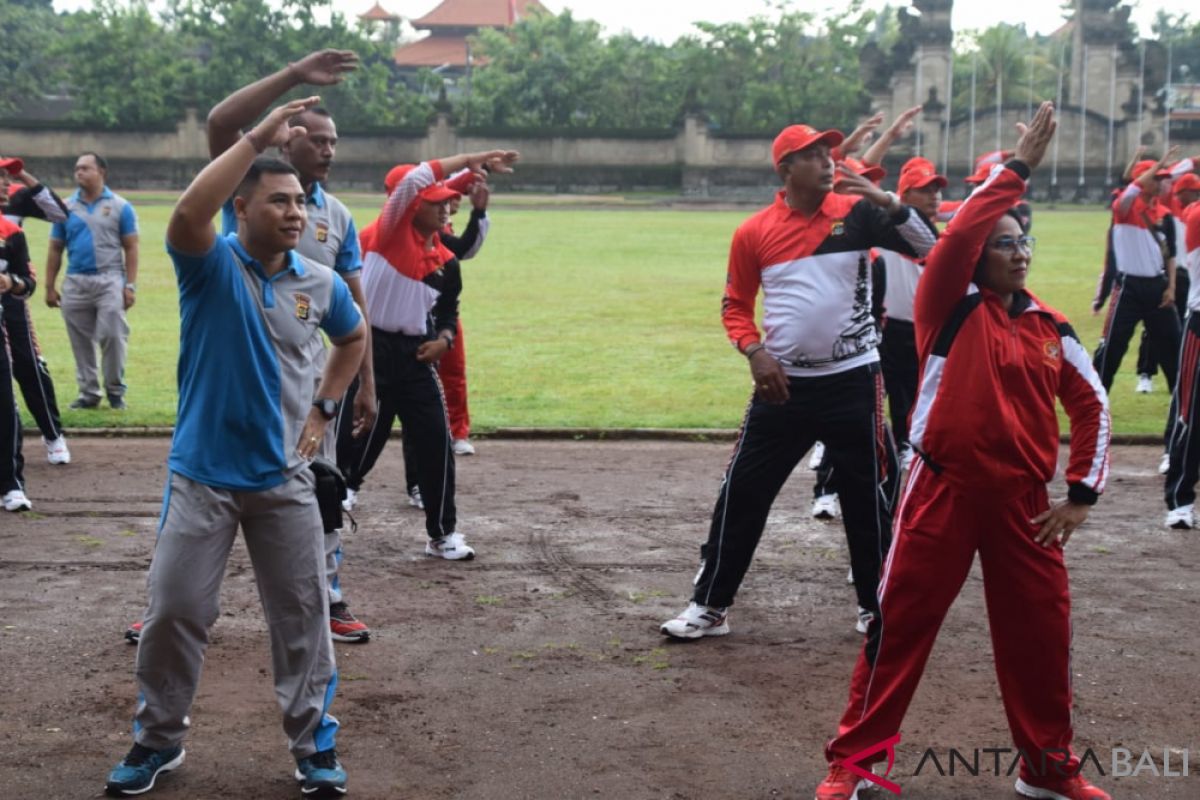 Polres Badung-TNI olahraga bersama sinergi pengamanan Pilpres-Pileg 2019
