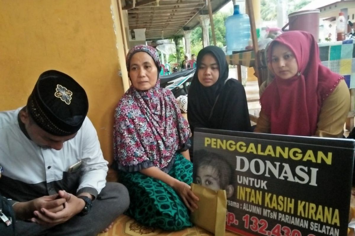 Alumni MTsN Pariaman Selatan bantu Rp132 juta untuk penyembuhan Intan Kasih Kirana