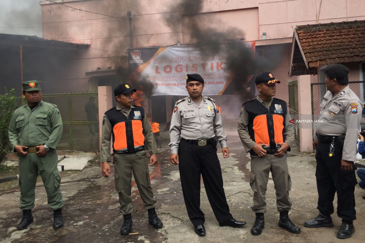 Pengamanan Gudang Logistik KPU Kota Malang Ditingkatkan