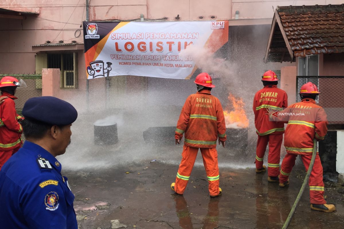 KPU Kota Malang Simulasi Pengamanan Logistik Pemilu