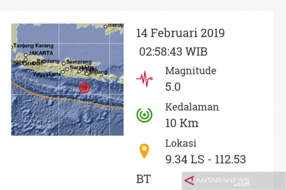 Gempa 5,0 SR guncang Kabupaten Malang