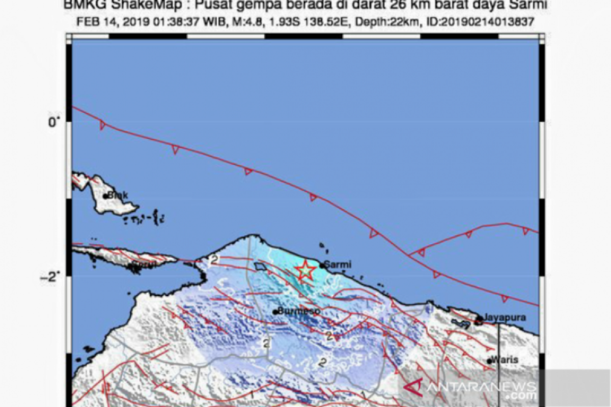 Sarmi Papua diguncang gempa 4,8 SR