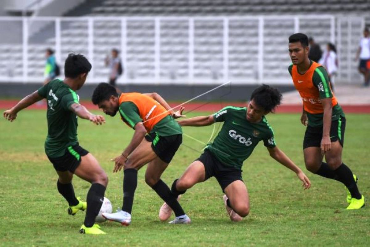 Latihan terakhir timnas U-22 matangkan strategi hadapi Myanmar