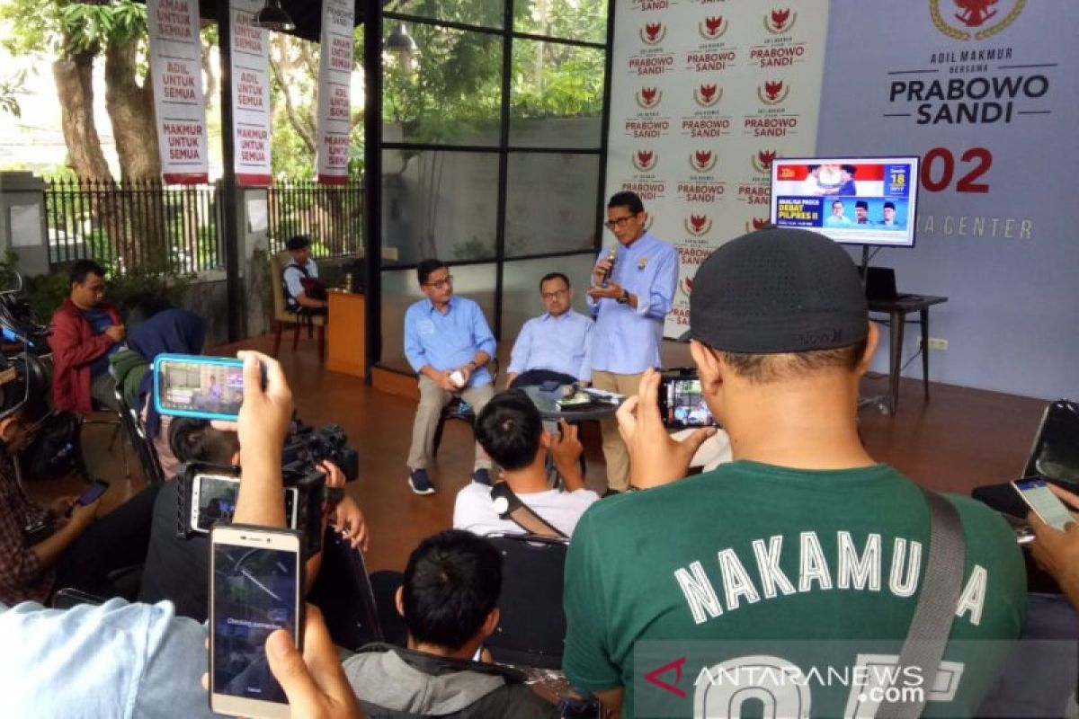 Sandiaga Uno puji penampilan Prabowo saat debat capres