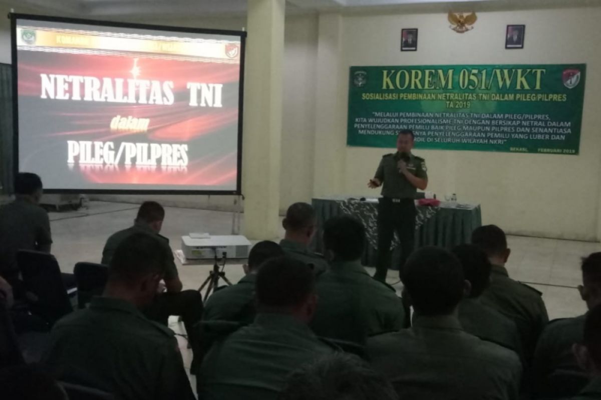 Korem 051/Wijayakarta Bekasi sosialisasi netralitas TNI di Pemilu
