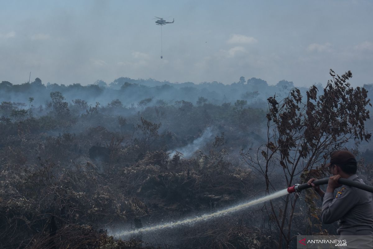 Seratusan polisi bantu pemadaman kebakaran lahan di Riau
