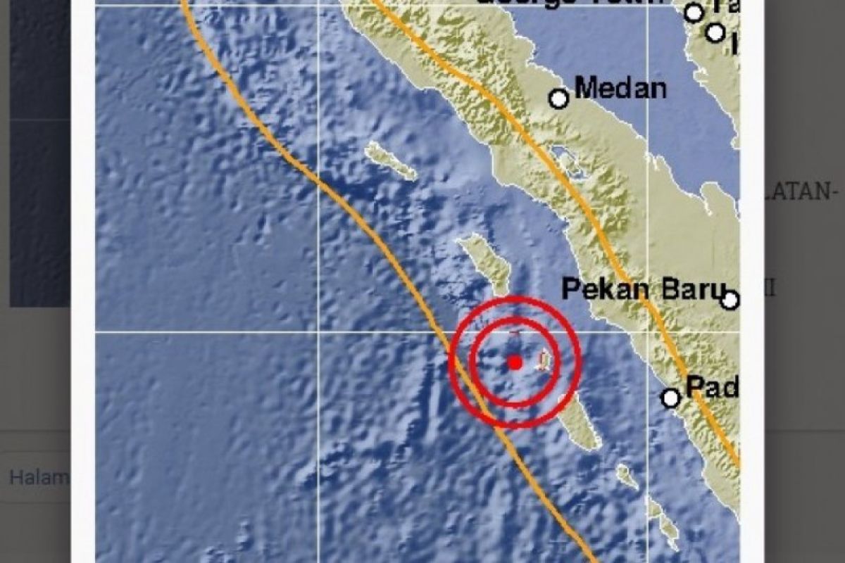 Gempa bumi dengan kekuatan 5,8 di Nias Selatan tepat di Zona Megathrust