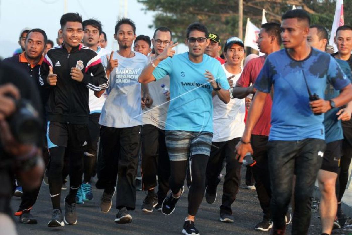 Sandiaga Uno lari pagi di Lhokseumawe Aceh