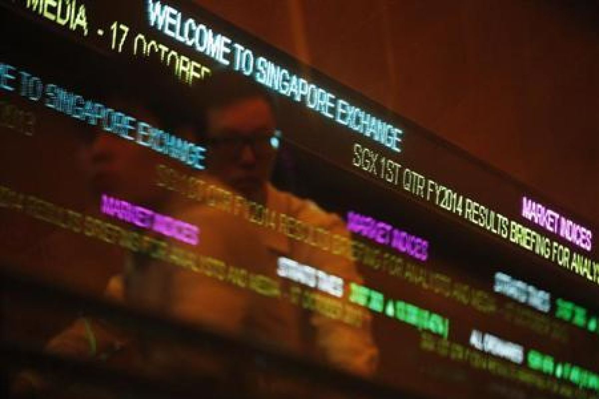 Bursa saham Singapura ditutup 1,29 persen lebih tinggi