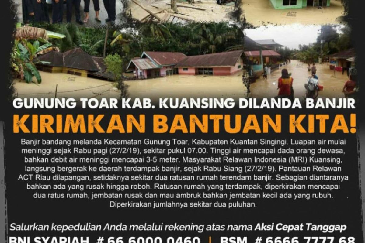 Ratusan rumah di Kuansing terendam banjir
