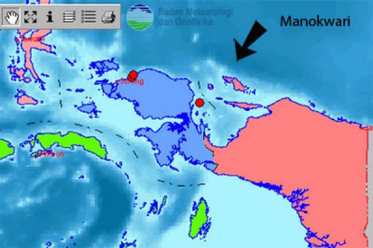 Gempa bumi 5,3 SR guncang Manokwari, tidak berpotensi tsunami